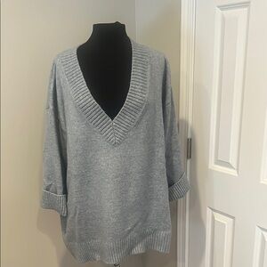 Gray V-Neck Women's Sweater